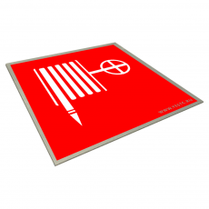 Пожарный кран, Знак F 02 на металле. Знак пожарной безопасности по гост 12.4 026 2015